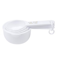 FOX RUN 一套 4 個蓬鬆量杯, 白色的