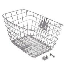 鋼管穩固前置自行車籃 L號, 1個, 銀