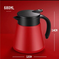 不銹鋼雙層保溫壺保冰壺 - 家用歐式咖啡壺迷你辦公室水壺小號暖壺新款熱水瓶, 1個, 紅, 680ml
