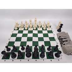 西洋棋 (雙皇后) / 可攜帶 / (王高9.5cm) /可正規比賽使用, 綠白色