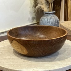 Nido 柚木沙拉碗 整塊無拼接 木碗 沙拉盆 餐桌擺飾, 柚木色, 1個