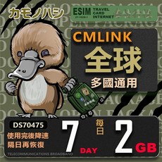 鴨嘴獸CMLink全球多國通用網卡，每日重量型吃到飽，支援塞爾維亞、波士尼亞、阿爾巴尼亞、俄羅斯、黑山等國家, 7天