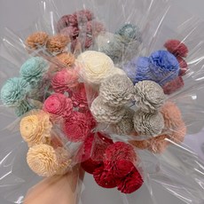 W&T花藝資材 5公分索拉太陽玫瑰 永生花 乾燥花 不凋花 通草 手工花 花束 花材 花藝, 莫蘭迪藍