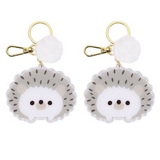 Skater 刺蝟造型壓克力鑰匙圈, 2個, 絨球刺猬