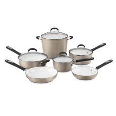 Cuisinart 美膳雅 Element不沾鍋具6件組, 平底鍋 1.4L + 平底鍋 2.4L + 炒鍋 2.8L + 湯鍋 7.6L + 平底鍋 20.3cm + 平底鍋 25.4cm, 棕色的