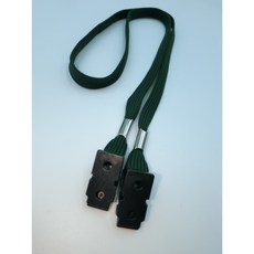 10mm寬織帶雙頭識別證帶/吊繩 雙邊塑膠夾, 深綠色