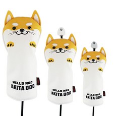 柴犬高爾夫球桿頭套組, 一號木桿用 + 球道木桿用 + 混合桿用