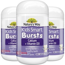 Nature's Way 然萃維 Kids Smart鈣+維生素D3咀嚼式軟膠囊 草莓風味, 3個, 50顆