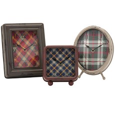 Imax Worldwide Home Riley格紋金屬拖鞋 3件組, 棕色+紅色+米色