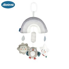 Aipiniai 嬰兒車掛鈴 0-3歲 灰色動物風鈴 嬰兒床鈴 新生兒禮物 寶寶毛絨玩具, 灰色彩虹貓頭鷹
