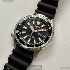 CITIZEN手錶 CI00015 42mm銀圓形精鋼錶殼 黑色潛水錶 深黑色矽膠錶帶