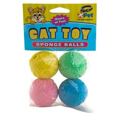 XPet 海綿球貓玩具套組, 4件, 隨機發貨