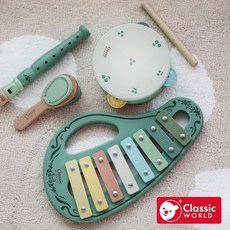 【德國 classic world 客來喜經典木玩】 復古莫蘭迪樂器組合 40579, 單一規格, 莫蘭迪色系