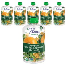 Plum organics 兒童果泥, 南瓜菠菜鷹嘴豆花椰菜口味, 99g, 6包