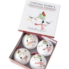 Sullivans 雪人印花聖誕樹裝飾球 4入, 混色