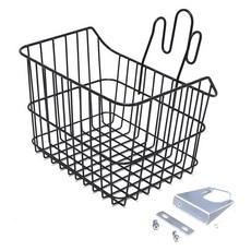 一鍵式折疊鋼絲自行車籃, 1個, 黑色