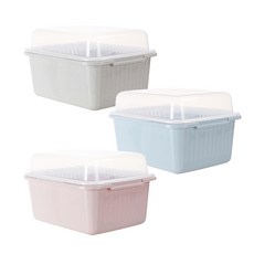 聯府 巧婦掀蓋式碗籃 大 (台灣製) D585, 粉色, 1個