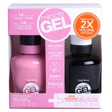 Sally Hansen 上層膠指甲油+漆面凝膠指甲油, 粉色凱迪克, 1個, 凝膠顏色 14.7ml + 面漆 14.7ml