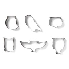Fox Run 貓頭鷹餅乾模具6件組, 1個, 銀色