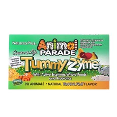 NaturesPlus 天然佳 孩童動物造型活性酵素&益生菌咀嚼錠 熱帶水果口味, 90顆, 1盒