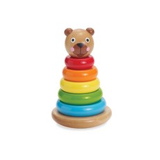 Manhattan Toy 積木系列 木頭積木 疊疊樂 兒童玩具 寶寶玩具, 五彩小熊磁疊不倒翁