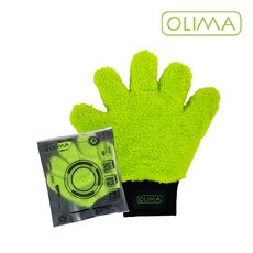 OLIMA 5指山 洗車手套 (羊毛), 綠色, 1個