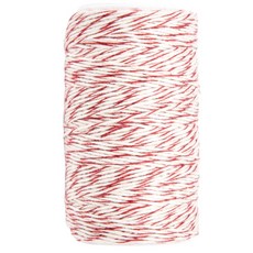 FOX RUN 棉質麻繩 包裝用手縫線, 紅色 + 白色, 1個