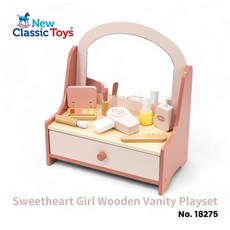 New Classic Toys 甜心女孩木製梳妝檯玩具組, 詳見包裝