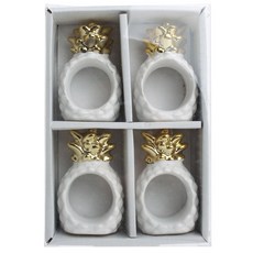 DESIGN IMPORTS 鳳梨造型餐巾環, 4件, 混色