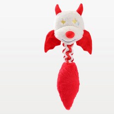 動物樂園系列 啃咬發聲繩結玩具 - 狗狗潔牙磨牙棉繩玩具, 紅色，白色