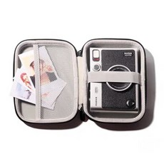 拍立得通用硬殼收納包 適用Instax mini Evo LiPlay Link 相機 保護殼 便攜防震 灰色 黑色, 1個, 單品