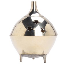 Prabhuji's Gifts Insense Burner 3 Legd Star Jali Candle Candle, 1個, 黃銅