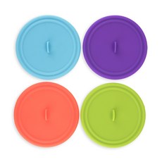 true 圓頂矽膠酒杯蓋, 4件, 混色