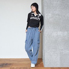 LOVETOXIC 女童款LTXC休閒抽繩工裝牛仔褲