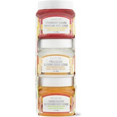 身體去角質磨砂膏 草莓香蕉慕斯 198.4g+鳳梨可樂達 198.4g+芒果黛綺莉 198.4g組, 1組