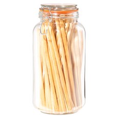 OGGI 夾蓋和矽膠墊圈密封透明玻璃罐玻璃儲物瓶, 1個, 2188.4毫升