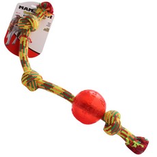 MAMMOTH 毛絨咀嚼額外狗繩玩具帶拖球 L, 1個, 混色