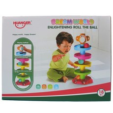 HUANGER 滾滾球疊疊樂軌道積木，兒童益智拼裝滾珠積木組合，啟蒙早教玩具，塑料管道益智玩具, 一盒入, 彩色