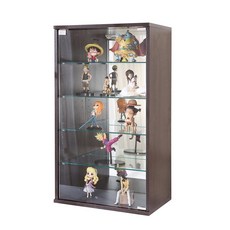 BuyJM MIT 鏡面LED燈展示櫃，模型公仔收藏櫃，玻璃防塵置物櫃，多層收納櫃，台灣製造精品, 五層展示櫃-鏡面背板-胡桃木色