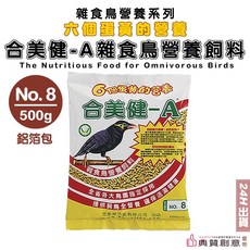 合美健-A No.8 雜食鳥營養飼料 500g – 八哥、九官鳥、白頭翁適用, 詳見包裝