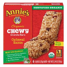 Annie's 葡萄乾燕麥棒, 6條, 25g