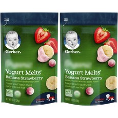 Gerber Melts 凍乾零食兒童酸奶球 28g, 2個, 香蕉+草莓