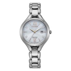 CITIZEN LADY'S光動能鈦金屬閃耀貝殼面腕錶 30mm女錶, 銀色系