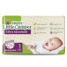 Happy Little Camper 超吸水黏貼型尿布, 36片, 第1階段