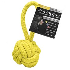 PLAYOLOGY 寵物狗用雞肉味繩結玩具 L號 15.9kg, 1個, 黃色的