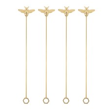 TWINE 雙花園派對黃銅蜜蜂雞尾酒攪拌機, 4件, 金子