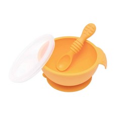 美國 Bumkins 寶寶矽膠餐碗組（多色可選）可微波、蒸、烤箱、洗碗機 不易生霉, 香橙黃