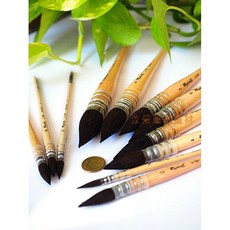 汶采 法國拉斐爾 Raphael 經典純喀山松鼠毛 #803 水彩筆 6 9號 – 柔軟筆觸，專業繪畫工具, 6號