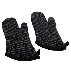 now DESIGNS 素色絎縫隔熱手套 2件組, 1個, 細條紋黑色