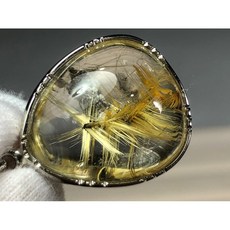 千層鈦晶花墜 異象金絲鈦晶吊墜 優雅水滴項鍊, 金色